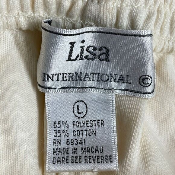 Lisa International Ladies Elastic Waist Pants, Size Large, Off White Cream Color - Picture 7 of 7